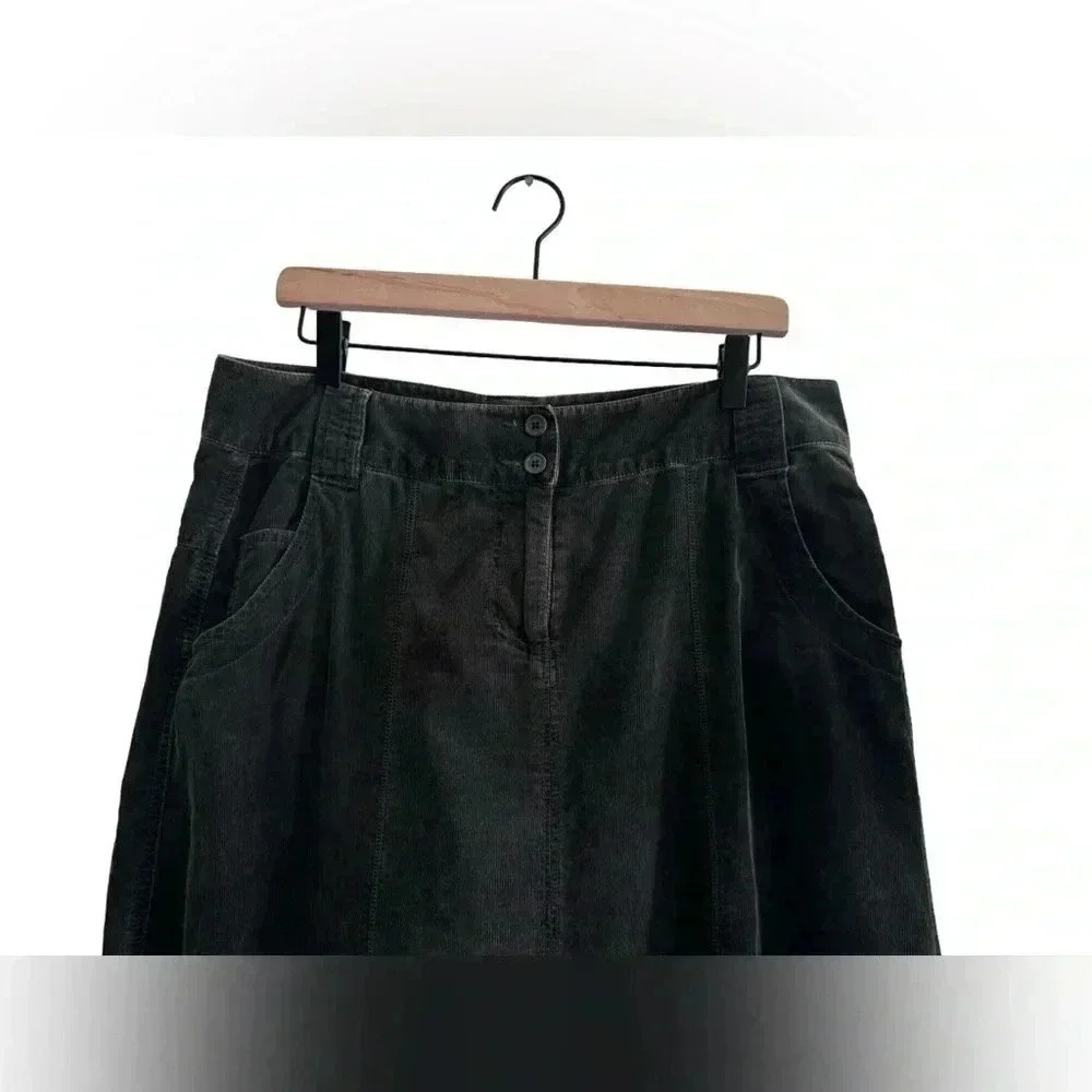 CAbi Style 263 Tailgate Party Charcoal Corduroy Boot Paneled A-Line Skirt 10 - Picture 8 of 14
